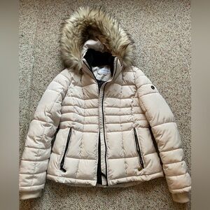 Calvin Klein Puffer Jacket with Faux Fur Hood